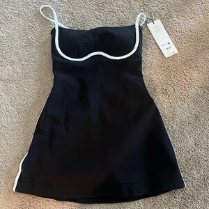 ALO Yoga Black Mini Dress with White Piping
